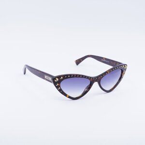 Moschino MOS 093/S 0086 08 Sunglasses Havana Cat Eye Frame, Blue Lenses